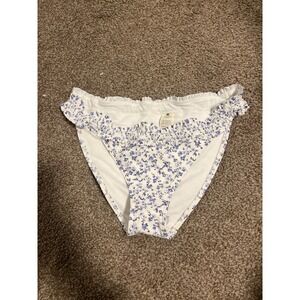 Hollister Swim White Blue Floral Ruffle Bikini Bottoms Size M